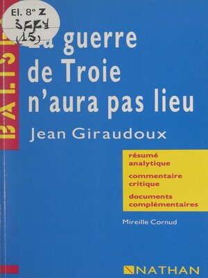 cover image of La guerre de Troie n'aura pas lieu, Jean Giraudoux
